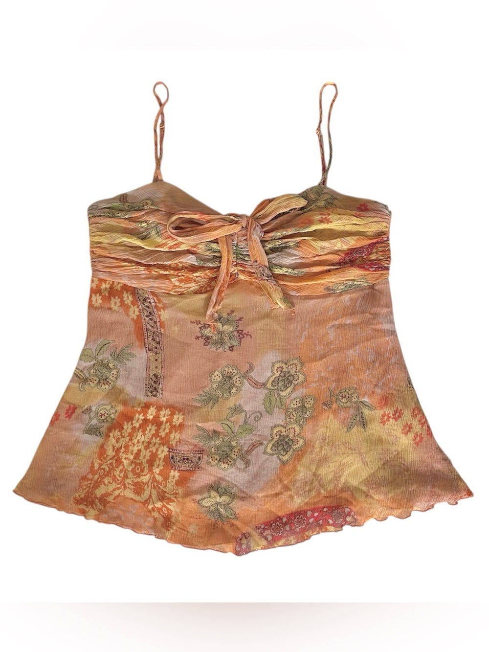 Vintage Y2K Express Orange Silk Chiffon Cami Top Size L
